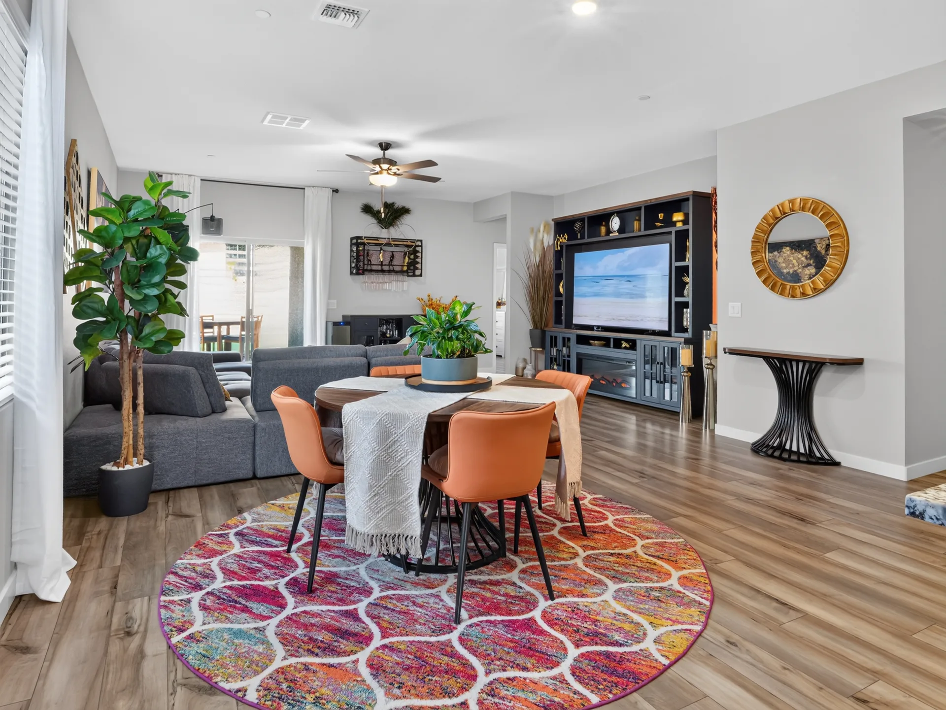 Open-concept dining and living area